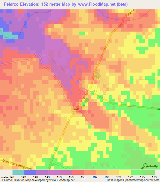 Pelarco,Chile Elevation Map