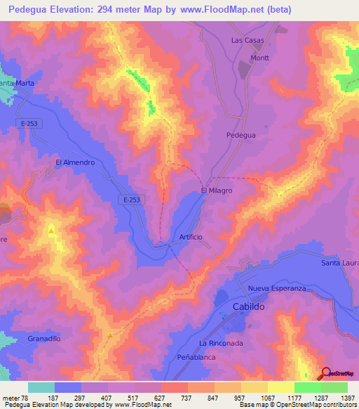 Pedegua,Chile Elevation Map