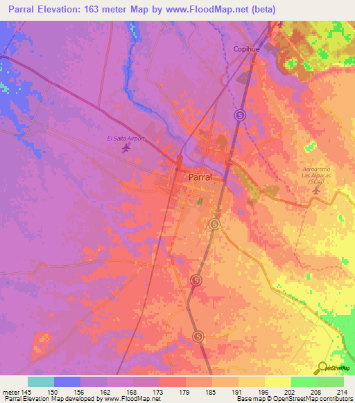 Parral,Chile Elevation Map