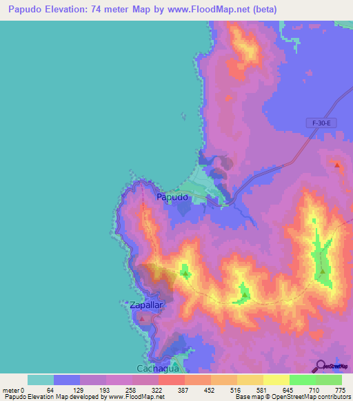 Papudo,Chile Elevation Map