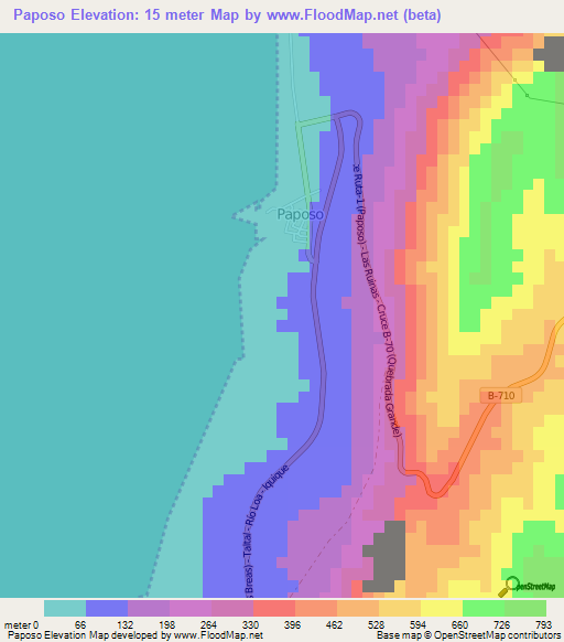 Paposo,Chile Elevation Map