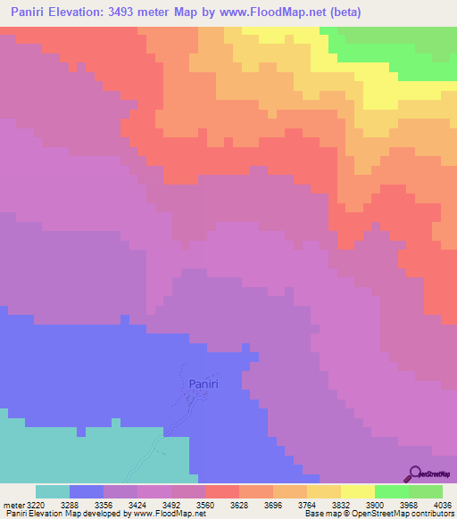 Paniri,Chile Elevation Map