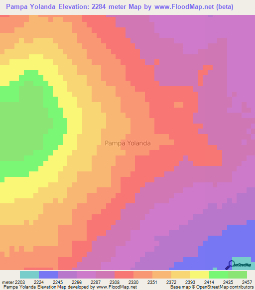 Pampa Yolanda,Chile Elevation Map