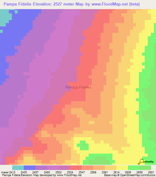 Pampa Fidelia,Chile Elevation Map