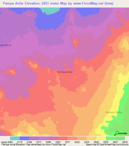 Pampa Anita,Chile Elevation Map
