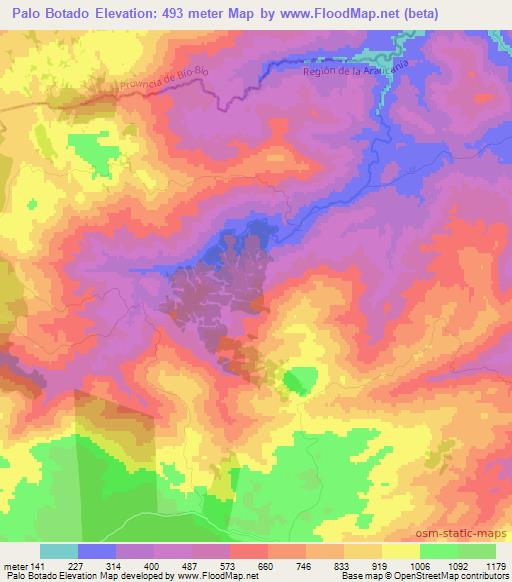 Palo Botado,Chile Elevation Map