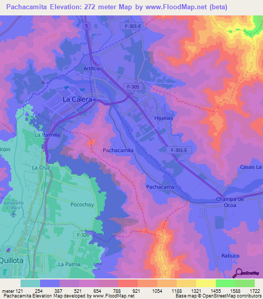 Pachacamita,Chile Elevation Map