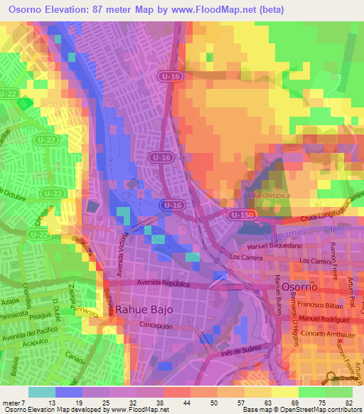 Osorno,Chile Elevation Map