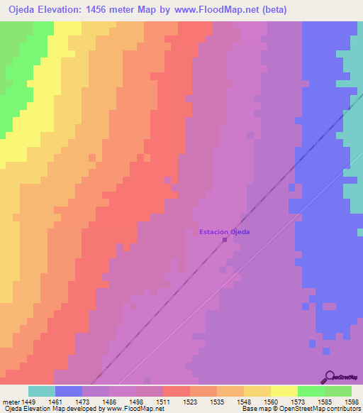 Ojeda,Chile Elevation Map
