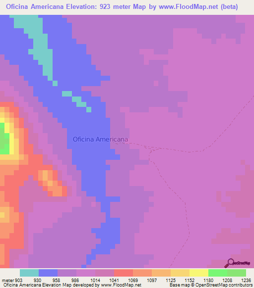 Oficina Americana,Chile Elevation Map