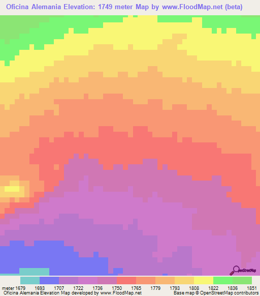 Oficina Alemania,Chile Elevation Map