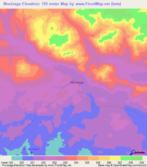 Munizaga,Chile Elevation Map