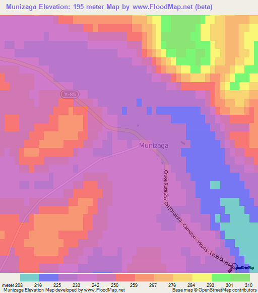 Munizaga,Chile Elevation Map
