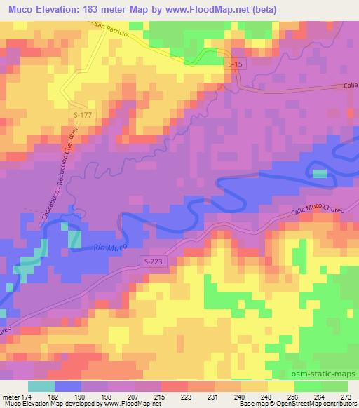 Muco,Chile Elevation Map