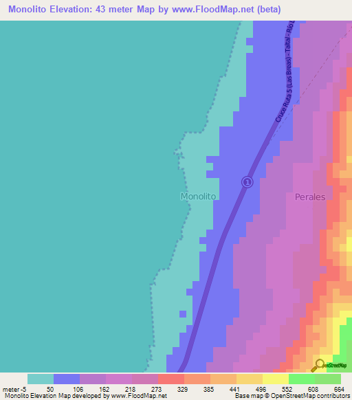 Monolito,Chile Elevation Map