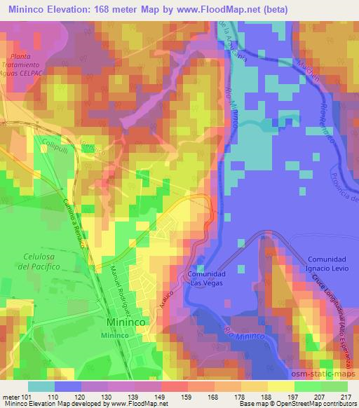 Mininco,Chile Elevation Map