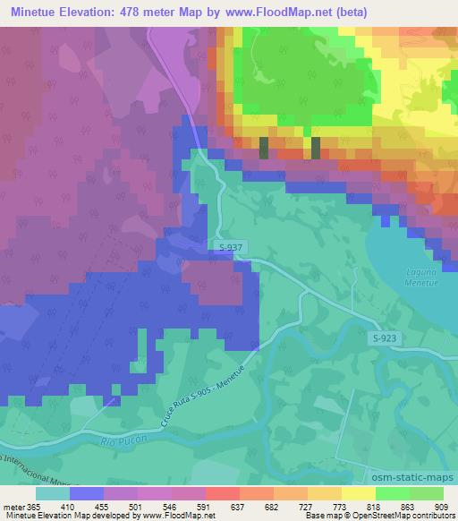 Minetue,Chile Elevation Map