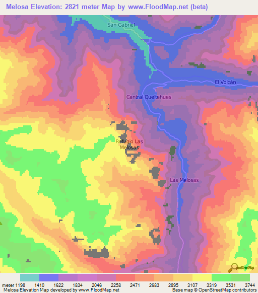 Melosa,Chile Elevation Map