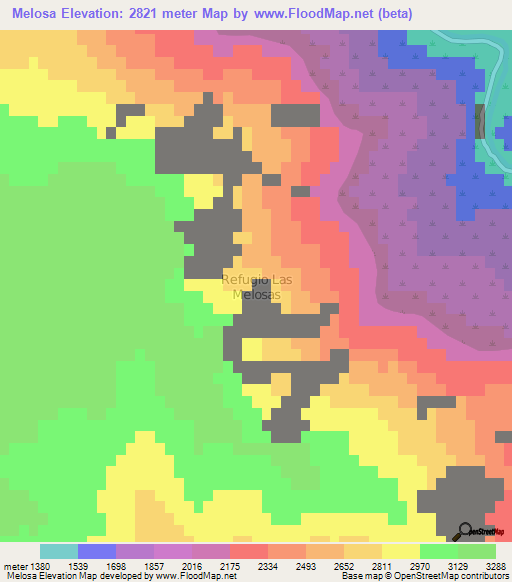 Melosa,Chile Elevation Map