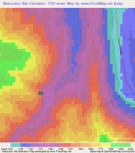 Melocoton Alto,Chile Elevation Map