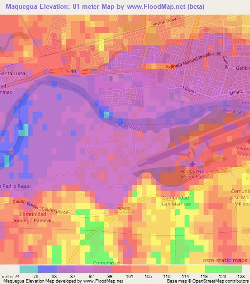 Maquegua,Chile Elevation Map