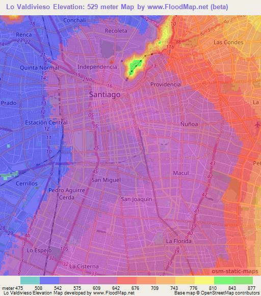 Lo Valdivieso,Chile Elevation Map