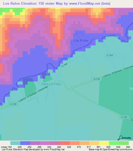 Los Rulos,Chile Elevation Map