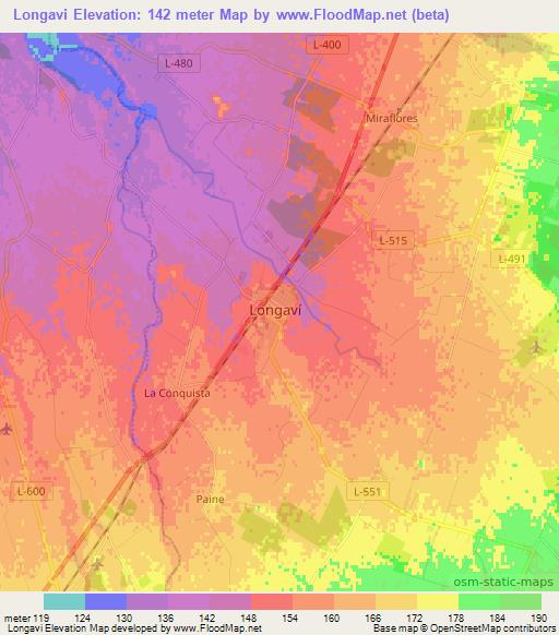 Longavi,Chile Elevation Map
