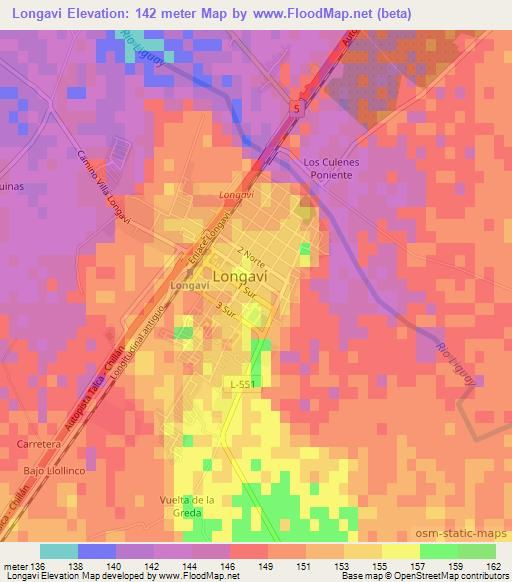 Longavi,Chile Elevation Map