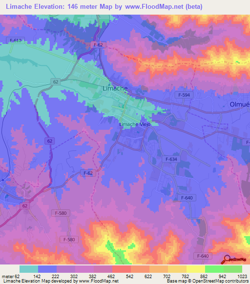 Limache,Chile Elevation Map