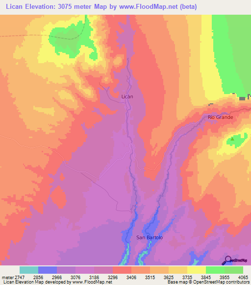Lican,Chile Elevation Map