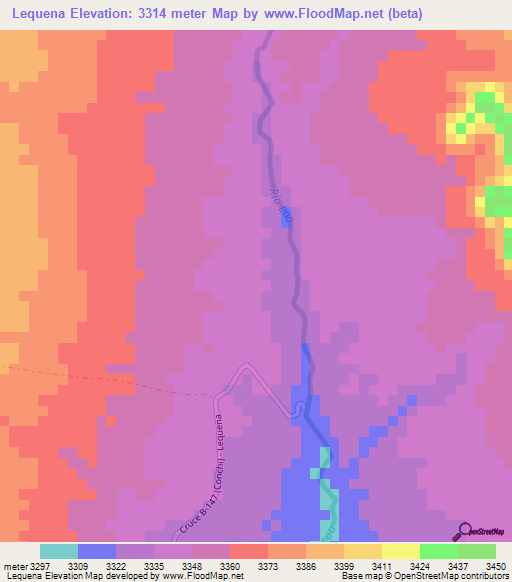 Lequena,Chile Elevation Map