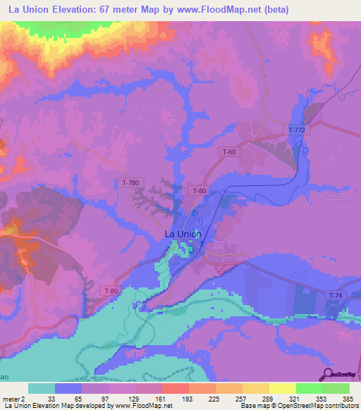 La Union,Chile Elevation Map
