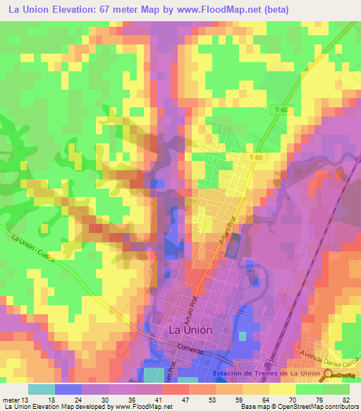 La Union,Chile Elevation Map