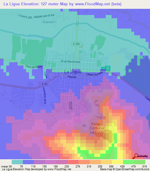 La Ligua,Chile Elevation Map