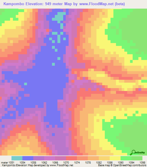 Kampombo,Congo (Kinshasa) Elevation Map
