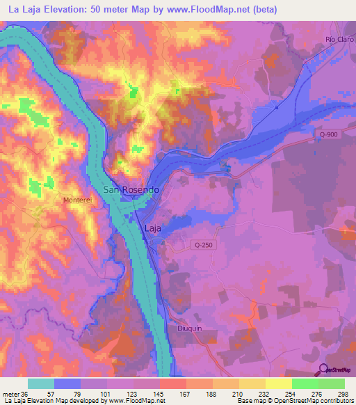 La Laja,Chile Elevation Map