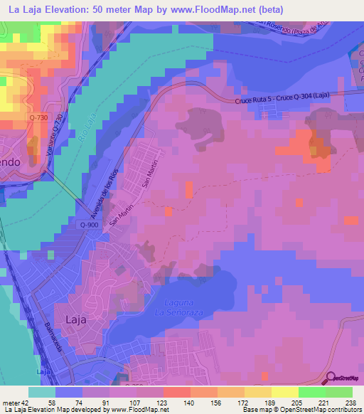La Laja,Chile Elevation Map