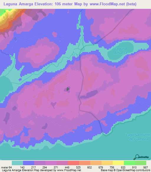 Laguna Amarga,Chile Elevation Map