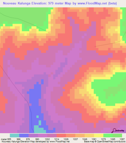 Nouveau Kalunga,Congo (Kinshasa) Elevation Map