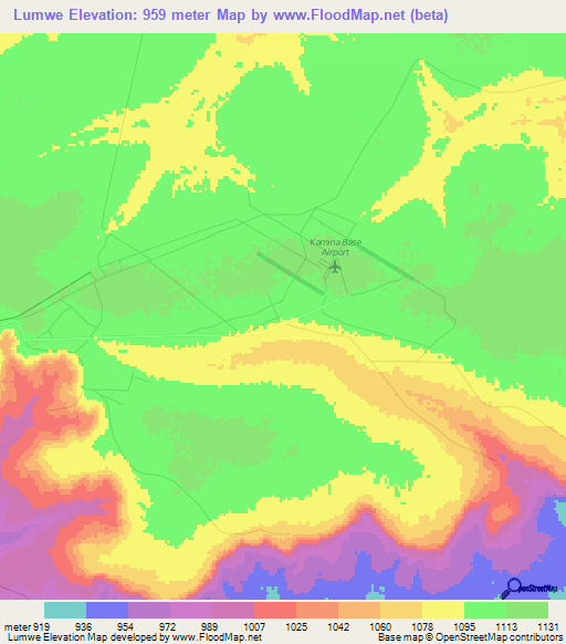 Lumwe,Congo (Kinshasa) Elevation Map
