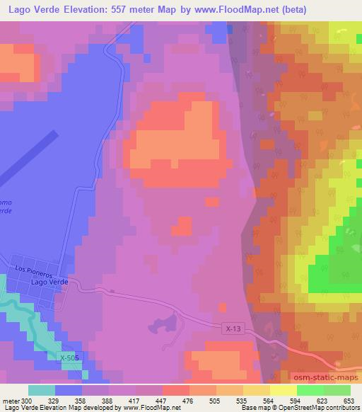 Lago Verde,Chile Elevation Map