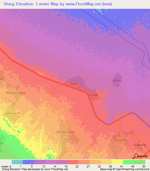 Sharg,Azerbaijan Elevation Map