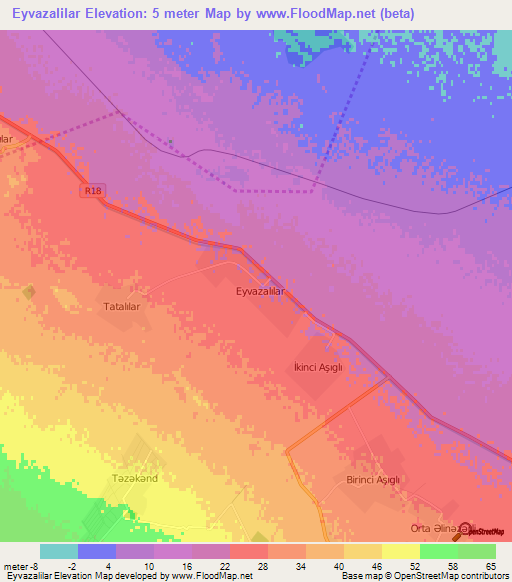 Eyvazalilar,Azerbaijan Elevation Map