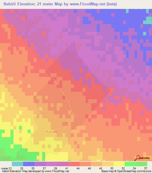 Kebirli,Azerbaijan Elevation Map