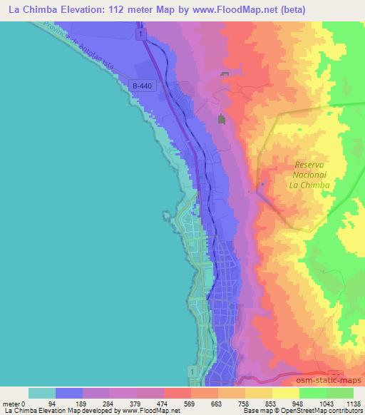 La Chimba,Chile Elevation Map