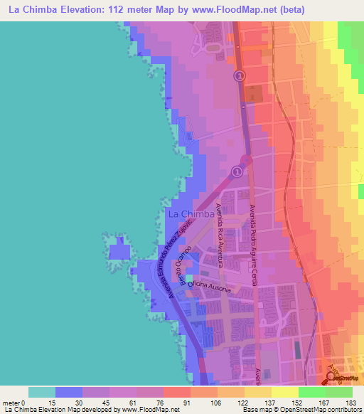 La Chimba,Chile Elevation Map