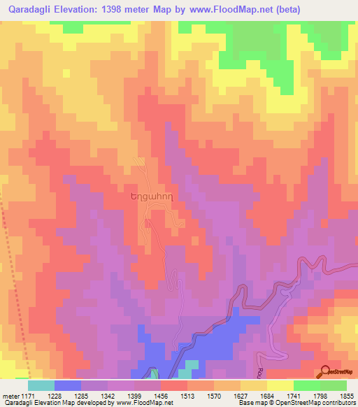 Qaradagli,Azerbaijan Elevation Map