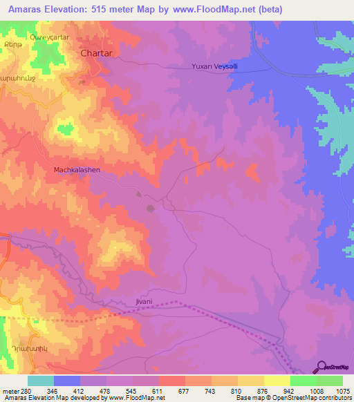 Amaras,Azerbaijan Elevation Map