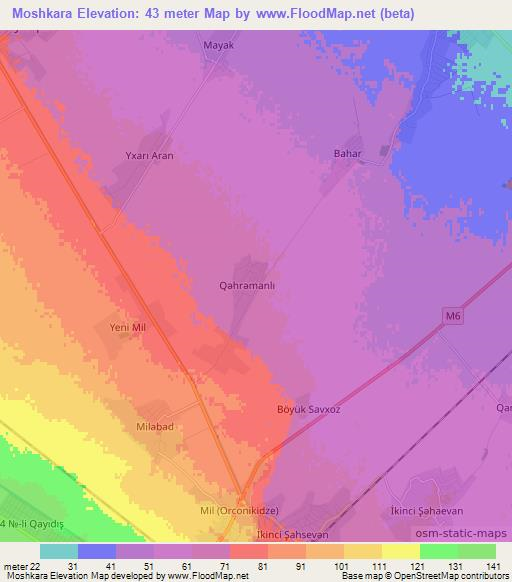 Moshkara,Azerbaijan Elevation Map